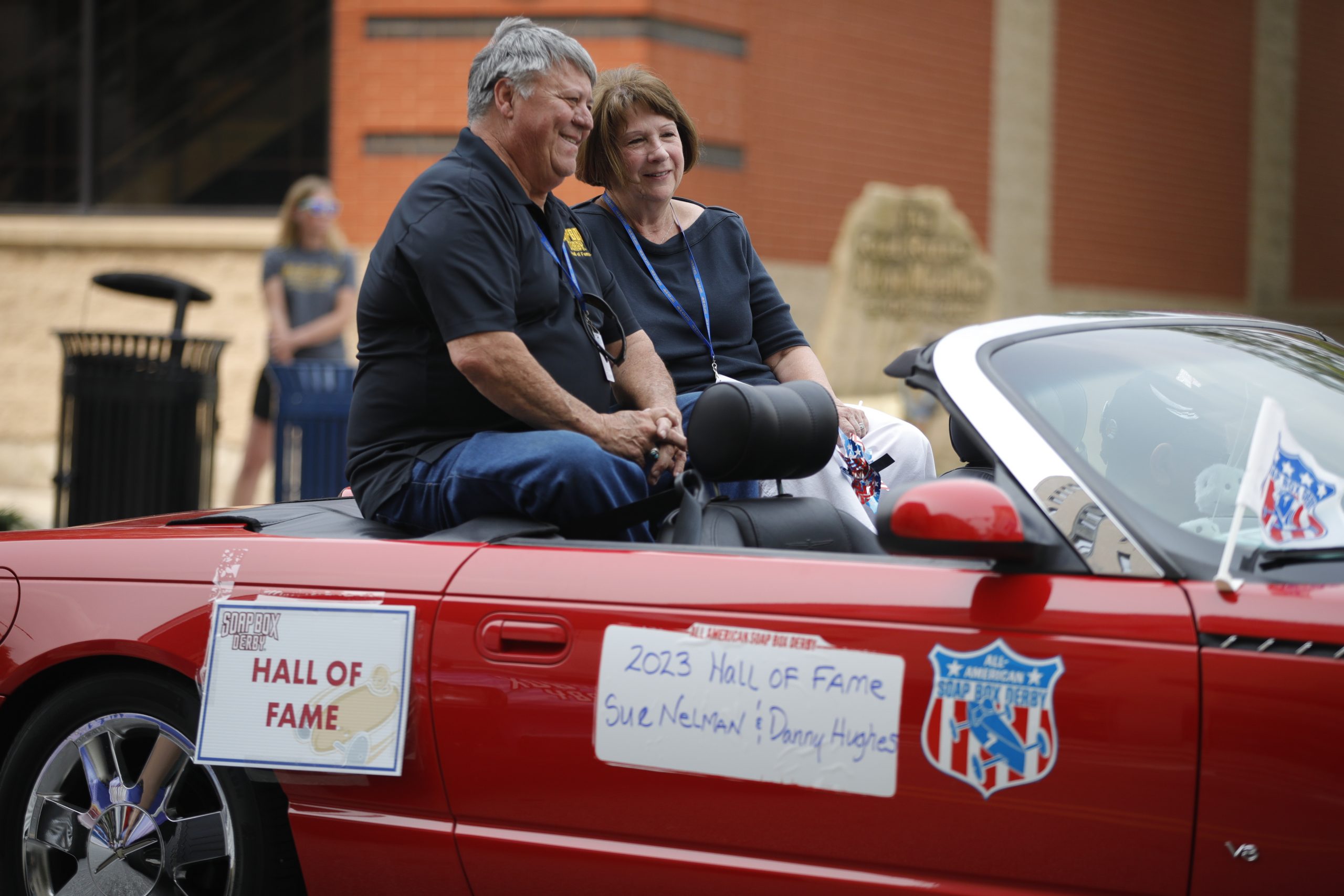 2023 Hall of Fame inductees riding in parade